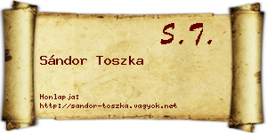 Sándor Toszka névjegykártya
